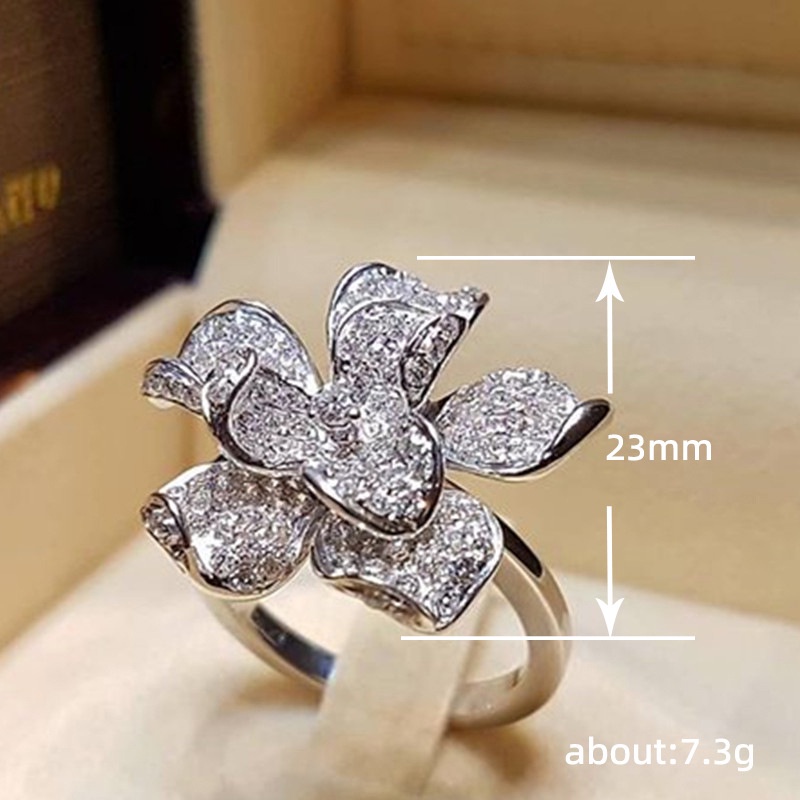 Nhẫn Hình Hoa Trà Sang Trọng Ngọt Ngào Cho Nữ