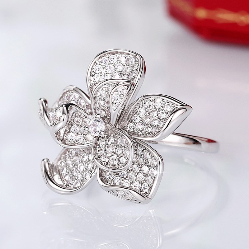 Nhẫn Hình Hoa Trà Sang Trọng Ngọt Ngào Cho Nữ