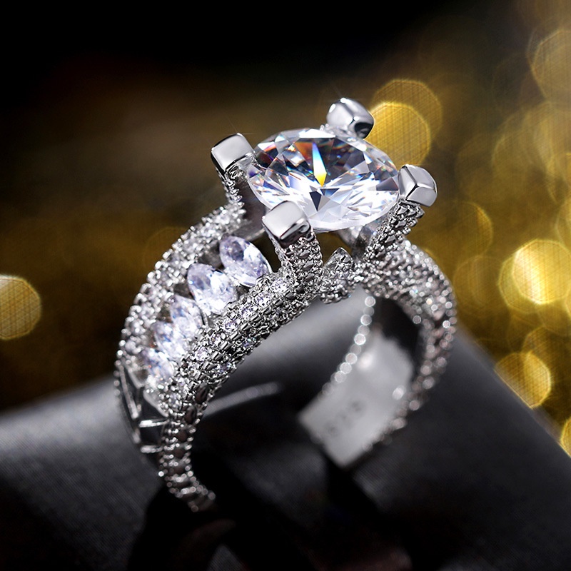 Nhẫn Đính Hôn Zircon Phong Cách Âu Mỹ Bán Chạy Thời Trang Cho Nữ