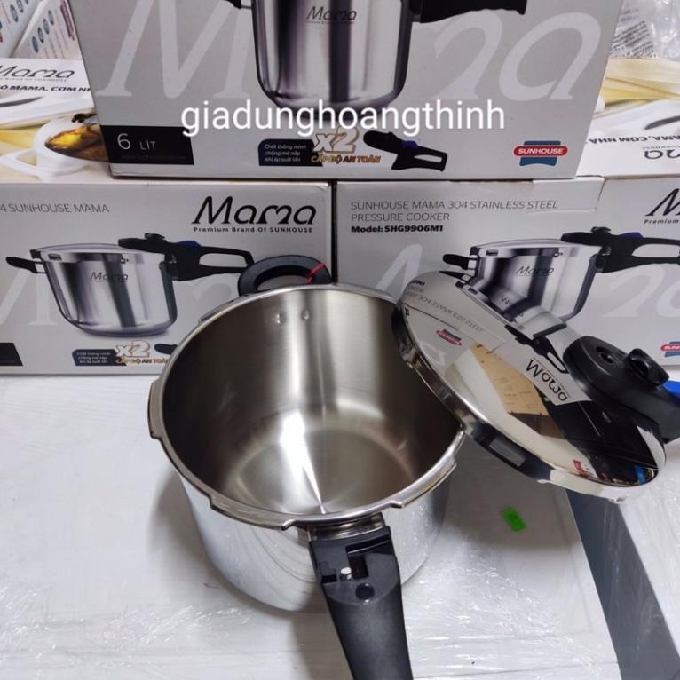 Nồi áp suất đáy từ 3 lớp Sunhouse,nồi áp suất sunhouse chất liệu inox 304 dung tích 6L hàng chính hãng