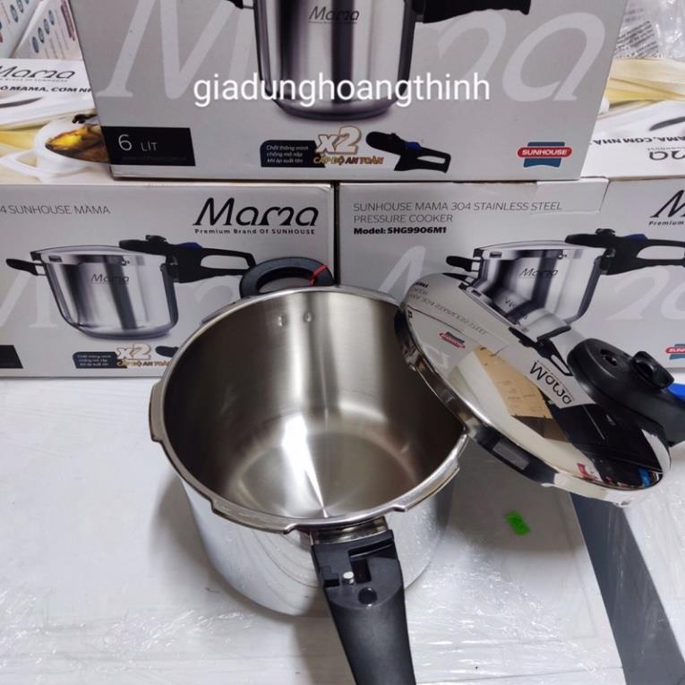 Nồi áp suất đáy từ 3 lớp Sunhouse,nồi áp suất sunhouse chất liệu inox 304 dung tích 6L hàng chính hãng
