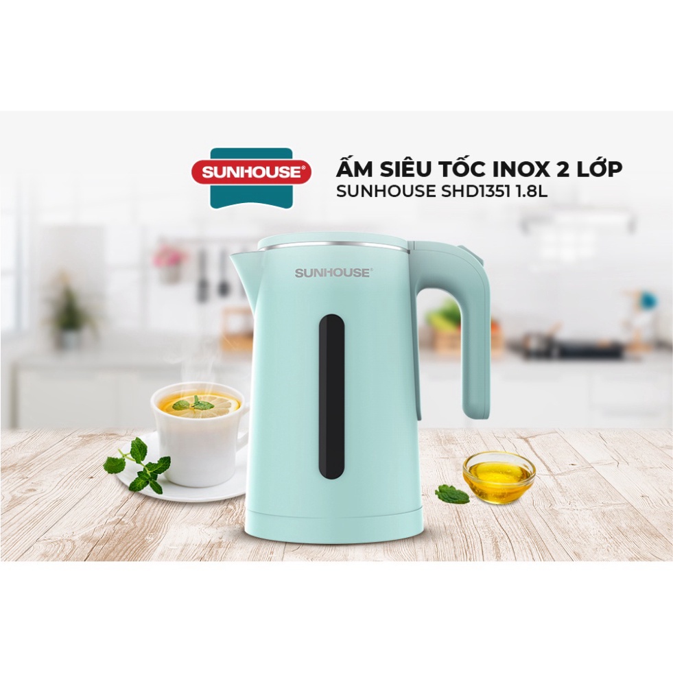 Ấm siêu tốc inox 2 lớp Sunhouse SHD1351 dung tích 1.8 lí