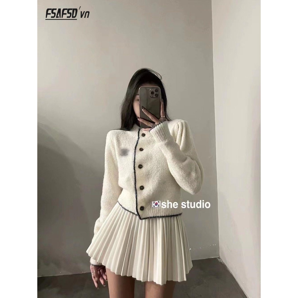 Bộ Áo Khoác cardigan Dệt Kim + Chân Váy Lưng Cao Dáng Ôm Thời Trang Thu Đông 2022 Cho Nữ