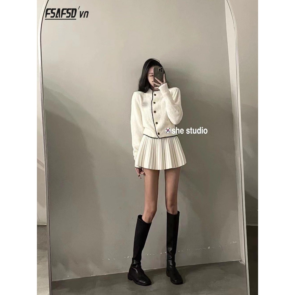 Bộ Áo Khoác cardigan Dệt Kim + Chân Váy Lưng Cao Dáng Ôm Thời Trang Thu Đông 2022 Cho Nữ