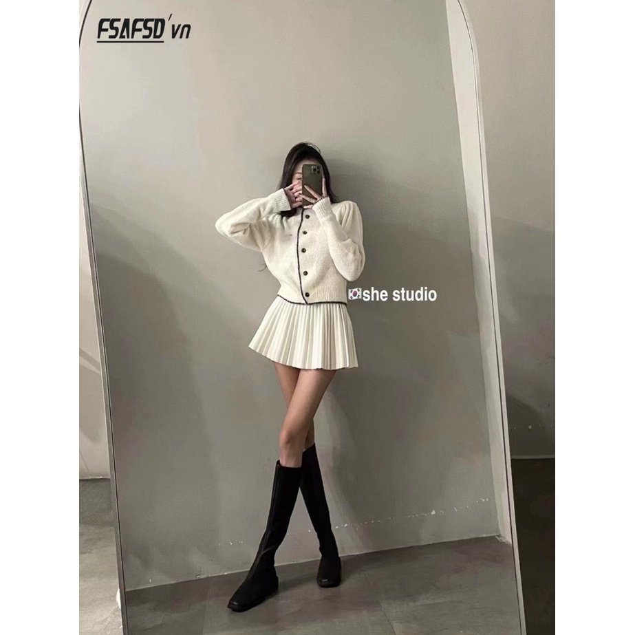 Bộ Áo Khoác cardigan Dệt Kim + Chân Váy Lưng Cao Dáng Ôm Thời Trang Thu Đông 2022 Cho Nữ