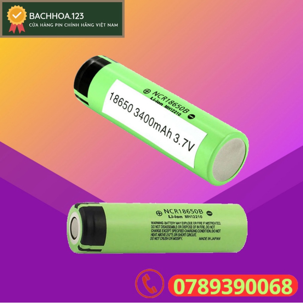Pin sạc NCR18650B 3.7v Panasonic 3400mAh Discharge 10A chính hãng