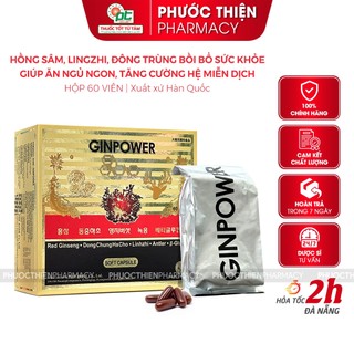Viên uống đạm hồng sâm GINPOWER Hàn Quốc bồi bổ sức khỏe, tăng cường miễn dịch, giúp ăn ngon ngủ ngon 60 viên
