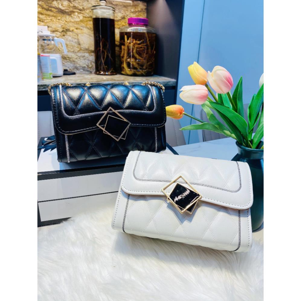 Túi xách nữ đeo chéo khóa gương đen 2 màu hot trend hàng cao cấp 2023