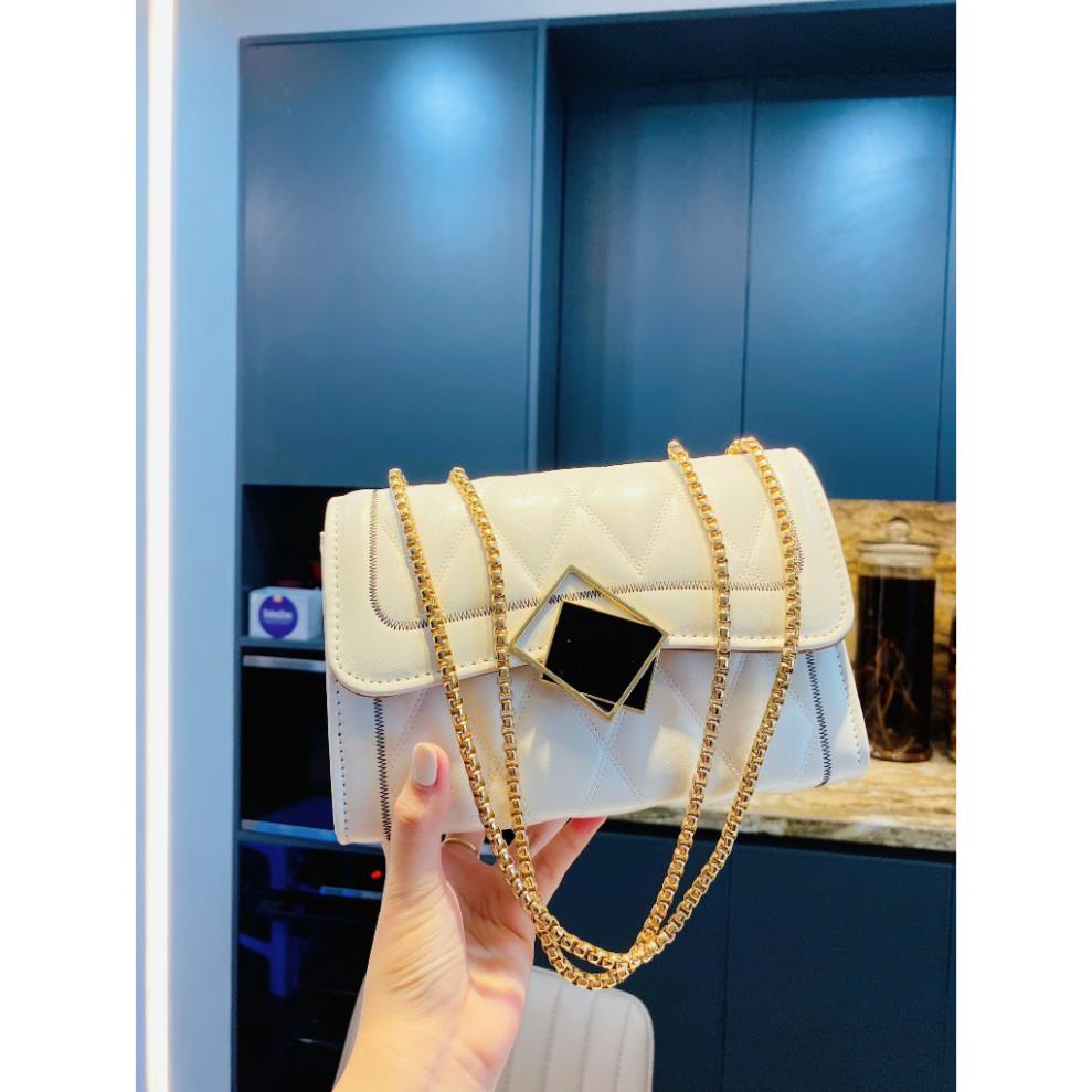 Túi xách nữ đeo chéo khóa gương đen 2 màu hot trend hàng cao cấp 2023