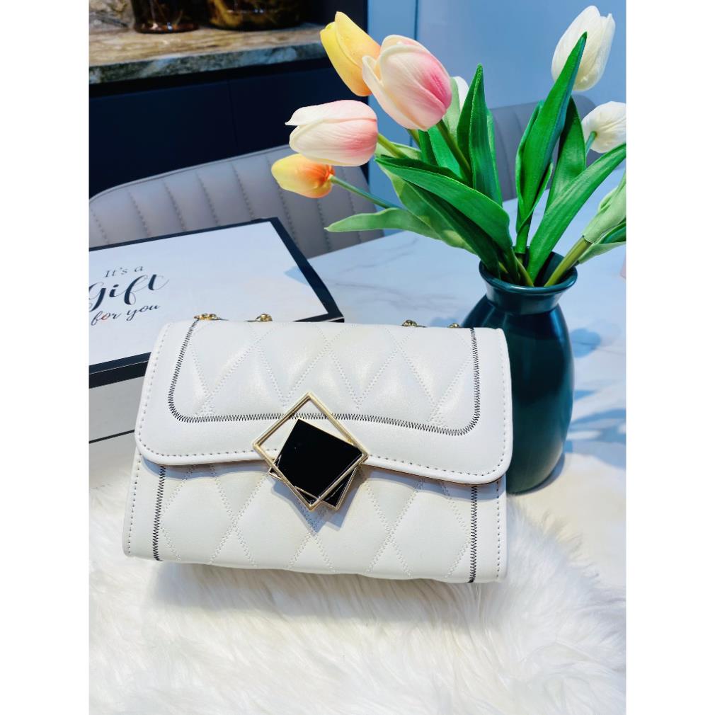 Túi xách nữ đeo chéo khóa gương đen 2 màu hot trend hàng cao cấp 2023