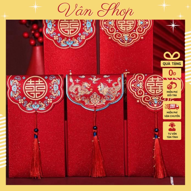 Bao Lì Xì Đỏ, Lì Xì Đám Cưới, Bưng Quả, Bê Cháp Phong Cách Sang Trọng, Phù Hợp Cho Ngày Cưới Hỏi, Quà Tặng