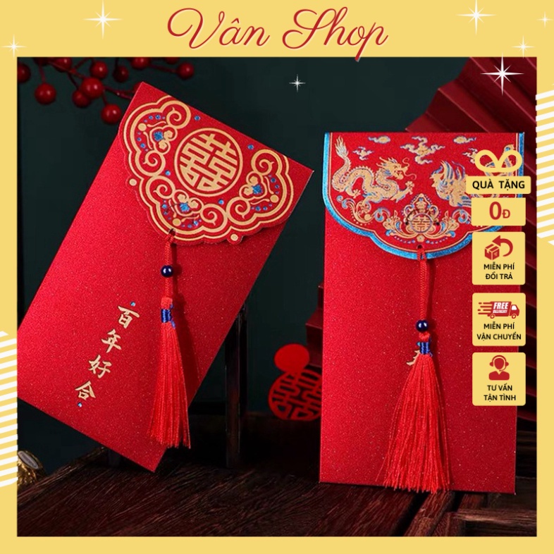 Bao Lì Xì Đỏ, Lì Xì Đám Cưới, Bưng Quả, Bê Cháp Phong Cách Sang Trọng, Phù Hợp Cho Ngày Cưới Hỏi, Quà Tặng