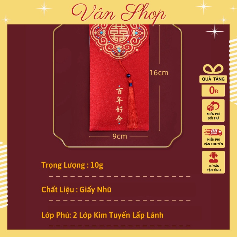 Bao Lì Xì Đỏ, Lì Xì Đám Cưới, Bưng Quả, Bê Cháp Phong Cách Sang Trọng, Phù Hợp Cho Ngày Cưới Hỏi, Quà Tặng