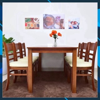 Bộ bàn ăn cơm 6 ghế, bàn ăn cabin 6 ghế gỗ tự nhiên - bảo hành chính hãng