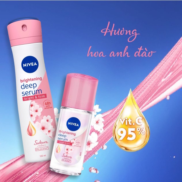 Lăn Ngăn Mùi NIVEA Serum Trắng Mịn Hương Hoa Anh Đào (40 ml) - 85306