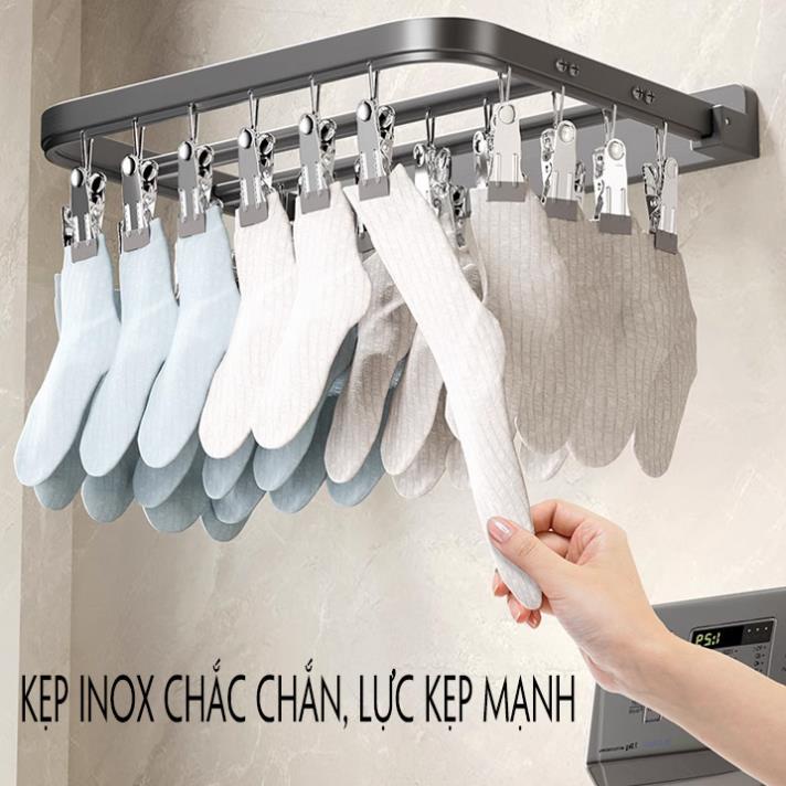 Móc phơi tất và đồ lót bằng thép không gỉ, móc chùm treo đồ 24 kẹp
