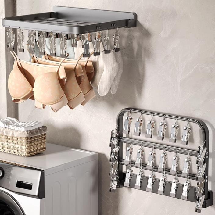 Móc phơi tất và đồ lót bằng thép không gỉ, móc chùm treo đồ 24 kẹp