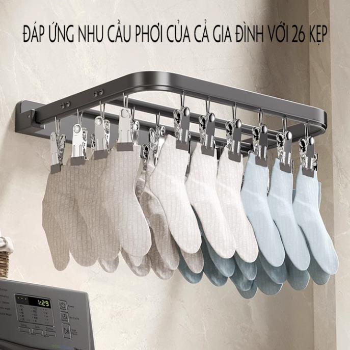 Móc phơi tất và đồ lót bằng thép không gỉ, móc chùm treo đồ 24 kẹp