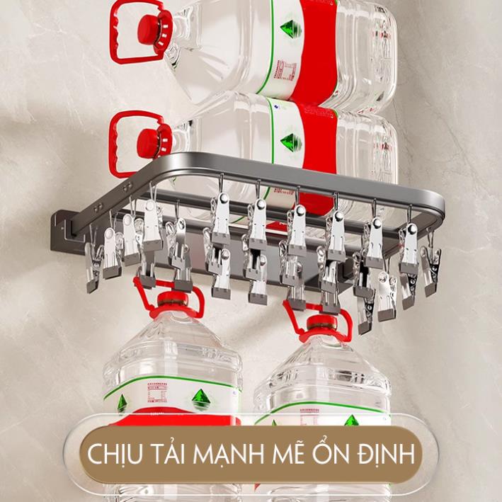 Móc phơi tất và đồ lót bằng thép không gỉ, móc chùm treo đồ 24 kẹp