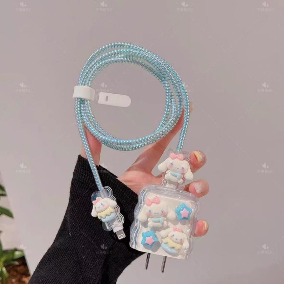 Bộ phụ kiện bảo vệ cáp và củ sạc bằng silicon hoạt hình chống đứt gãy PD18/20W