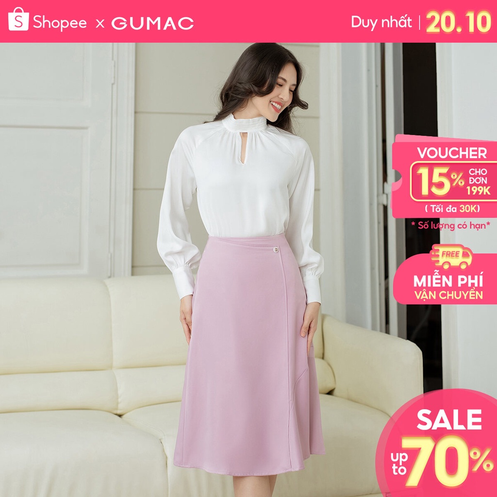 Chân váy công sở GUMAC VD08015 dáng A đính nút trang trí