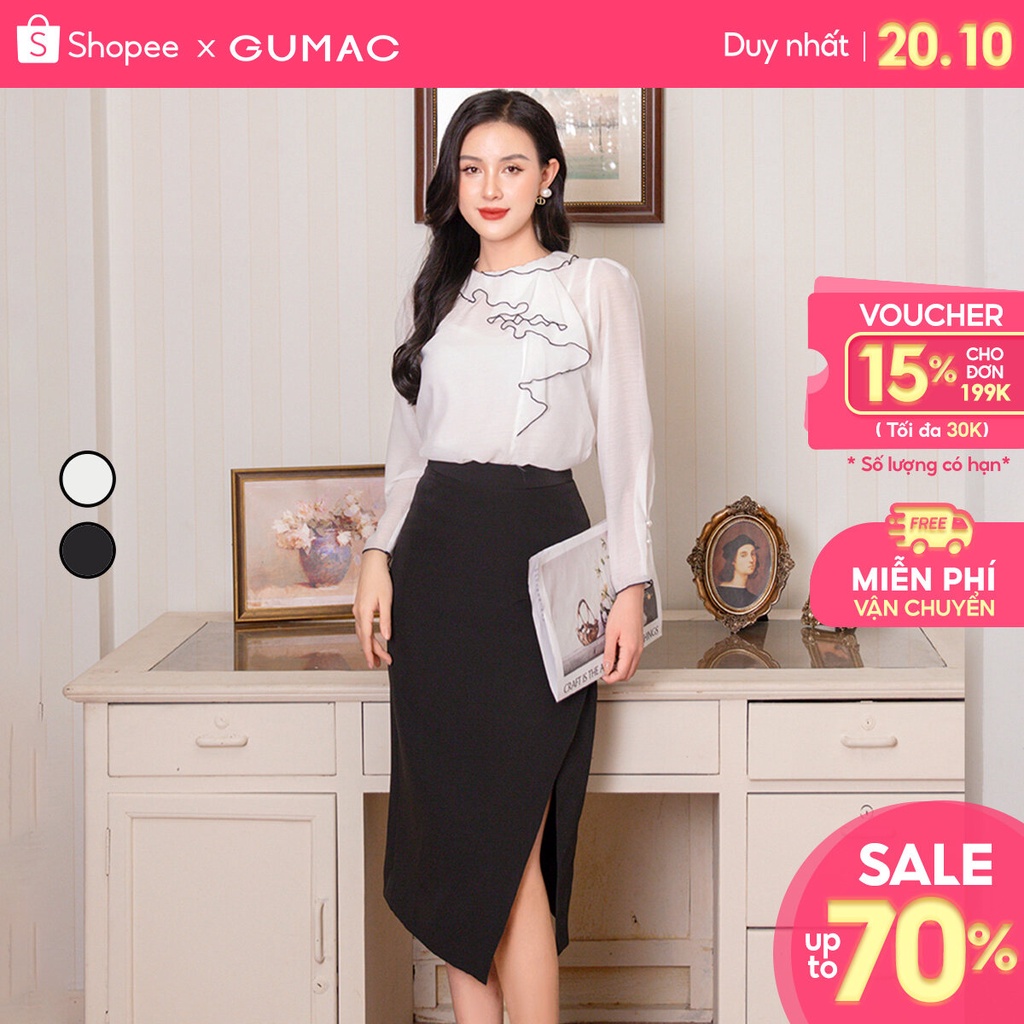 Chân váy công sở nữ dáng ôm xẻ trước thời trang GUMAC VD10050