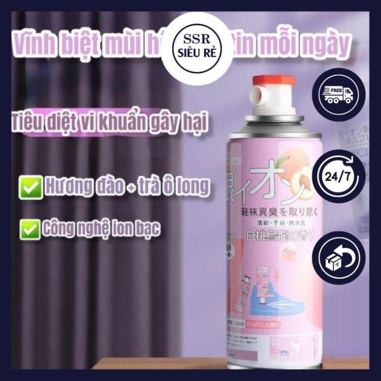 CHAI XỊT LƯU HƯƠNG VỊ ĐÀO Ô LONG khử mùi hôi giày Nano Bạc bình xịt thơm khử mùi mồ hôi chân đi du lịch thể thao tennis