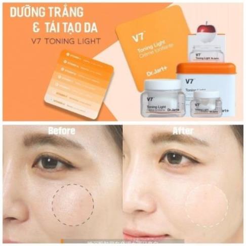 Kem Dưỡng Trắng Da V7 Toning Light Dr.Jart+,cải thiện vùng da bị cháy nắng Làm mờ vết nám, tàn nhang, thâm mụn