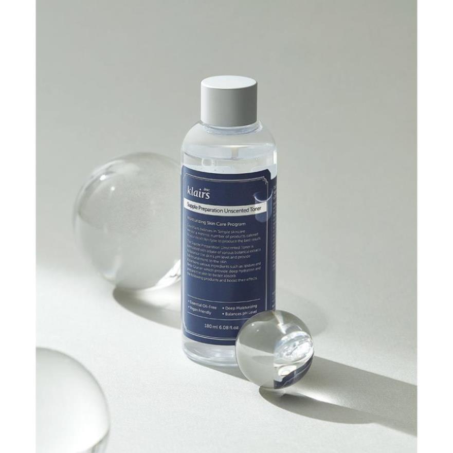 Nước Hoa Hồng Dear Klairs Supple Preparation Unscented Toner Không Mùi Dưỡng Ẩm Và Làm Mềm Da 180ml