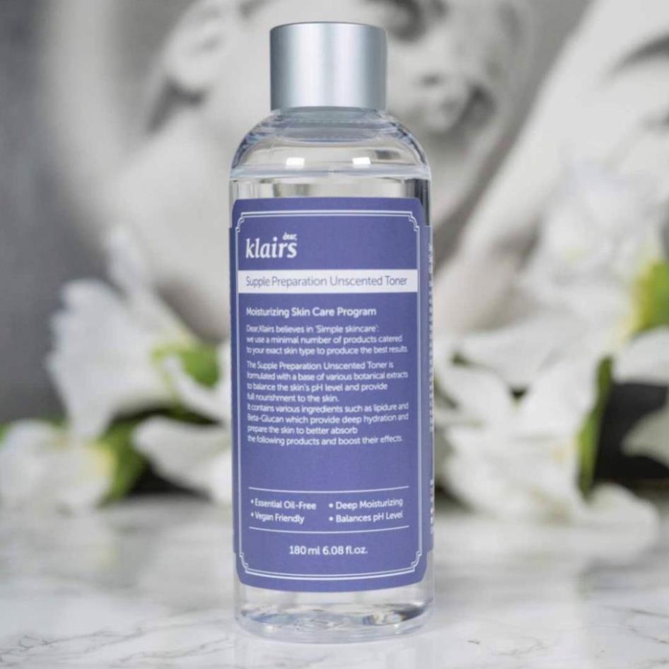 Nước Hoa Hồng Dear Klairs Supple Preparation Unscented Toner Không Mùi Dưỡng Ẩm Và Làm Mềm Da 180ml
