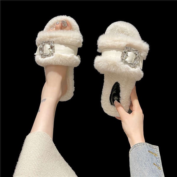 Dép cotton Phối Lông Thời Trang Mùa Thu 2023 Mới Cho Nữ