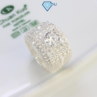 Nhẫn bạc nam 925 đính đá sang trọng xăm cát, trang sức nhẫn nam cao cấp chính hãng NNA0427 - Trang Sức TNJ S