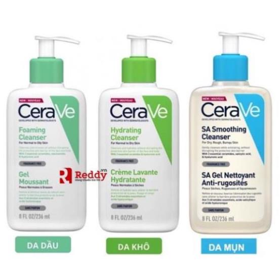 Sữa rửa mặt CeraVe cho da dầu da khô da nhạy cảm 236ml