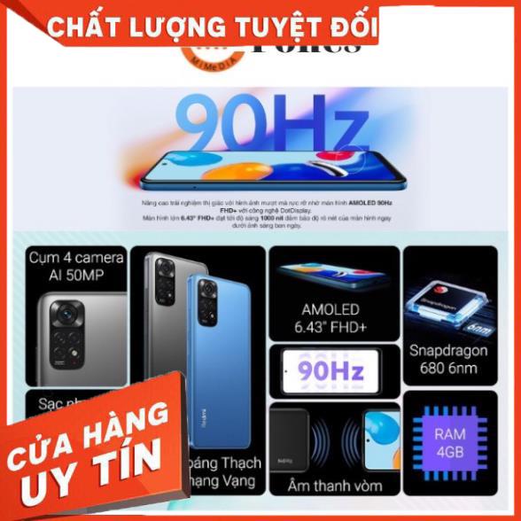 Điện thoại xiaomi Redmi Note 11 4G hàng chính hãng bảo hành 12 tháng  lỗi 1 đổi 1