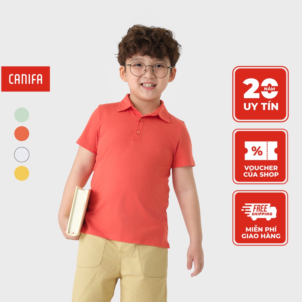 Áo polo bé trai CANIFA chất liệu cotton pha, cổ bẻ, tay cộc 2TP23S001