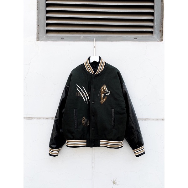 DENE Xương Khủng Long. Áo Khoác Bomber Unisex Nam Nữ Oversize Dáng Rộng