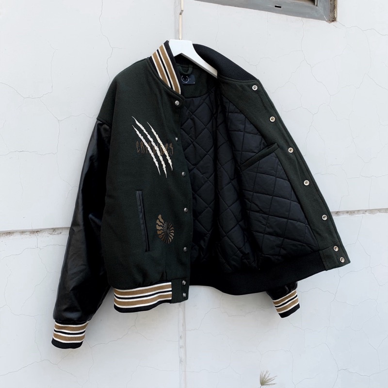 DENE Xương Khủng Long. Áo Khoác Bomber Unisex Nam Nữ Oversize Dáng Rộng