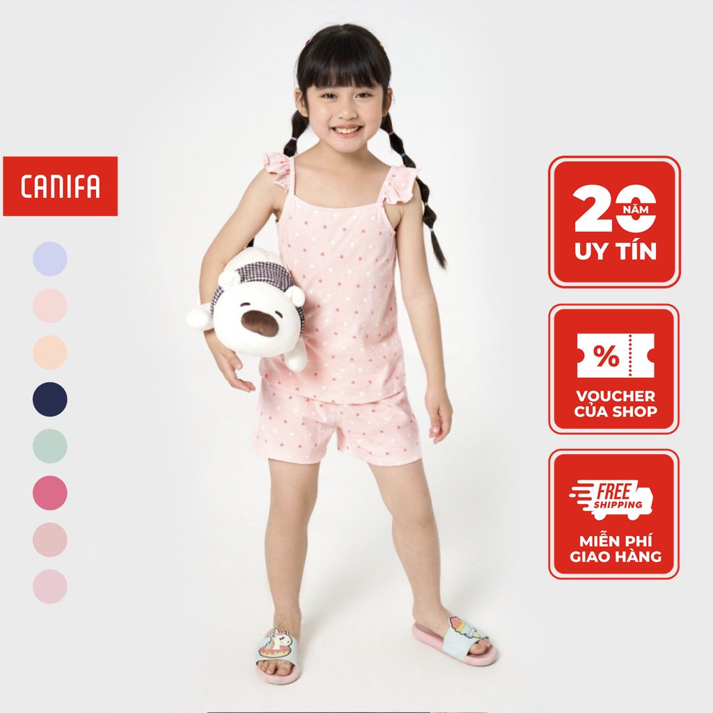 Bộ quần áo bé gái CANIFA chất liệu cotton thoáng mát 1LS23S002