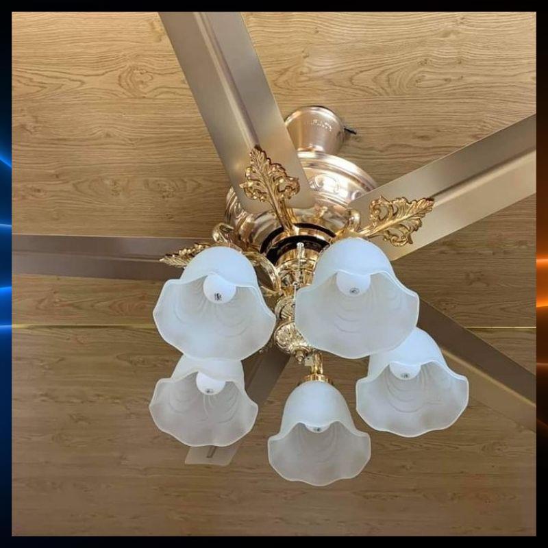 Quạt Trần Trang Trí Phòng Khách - Quạt Trần Có Đèn,Điều Khiển Từ Xa, Động Cơ AC -HN