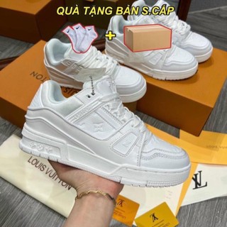 Giày lv louis vuitton trainer black white, giày sneaker lv nam nữ hàng cao cấp