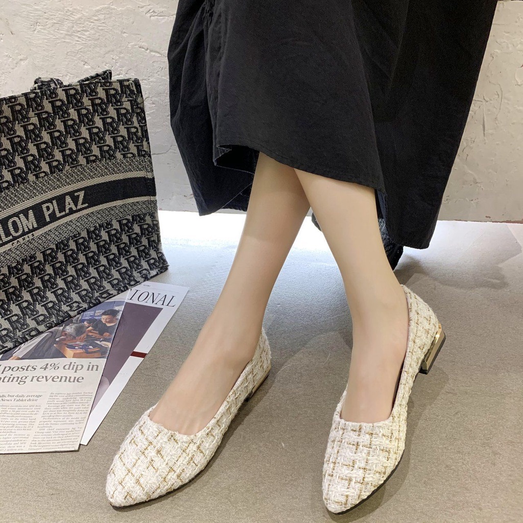 Giày Búp Bê Mũi Nhọn Phong Cách Hàn Quốc Thời Trang Mùa Xuân Mới 2021