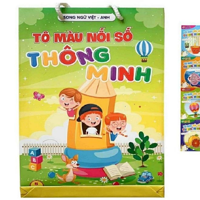 Sách - Bộ Tô Màu Nối Số Thông Minh Song Ngữ AnhViệt