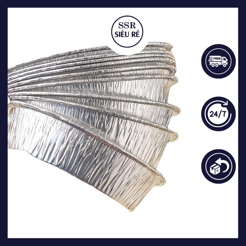 Set 50 Khay Giấy Bạc Lót Nồi Chiên Không Dầu, Đĩa Nhôm, đĩa giấy bạc Đường Kính 19-22cm