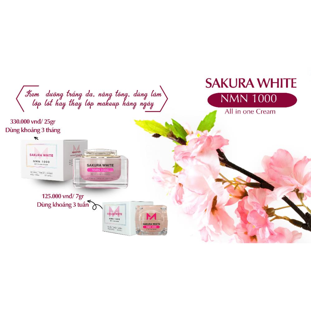 Kem dưỡng trắng da chống nắng hoa anh đào Sakura White Nmn 1000 All in one cream