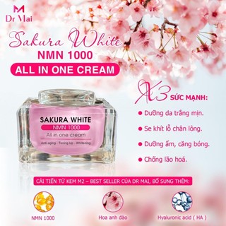  Kem dưỡng trắng da chống nắng hoa anh đào Sakura White Nmn 1000 All in one cream 