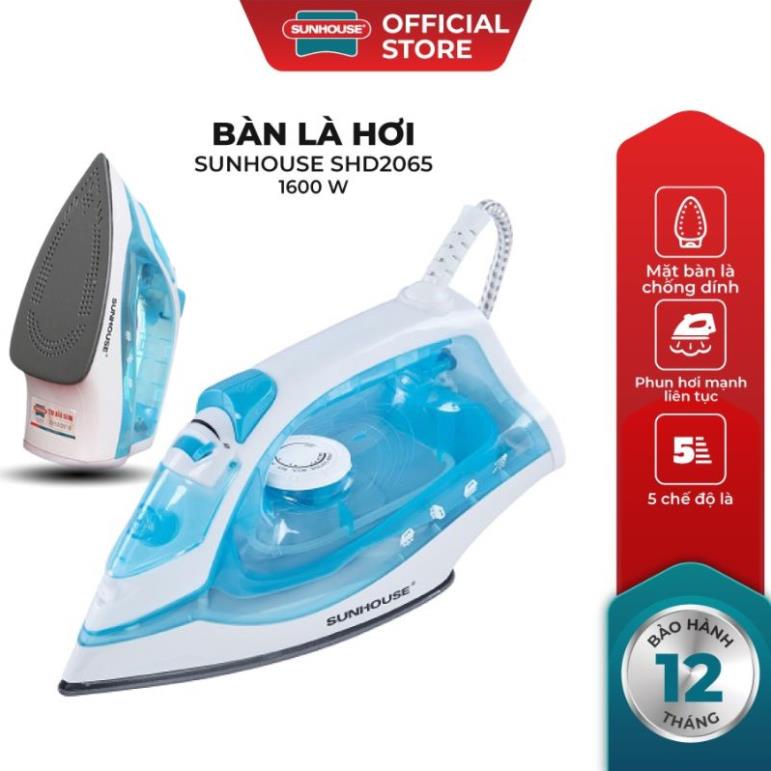 Bàn ủi hơi nước sunhouse SHD2065, công suất 1600w, tự ngắt điện sau 30s không di chuyển...