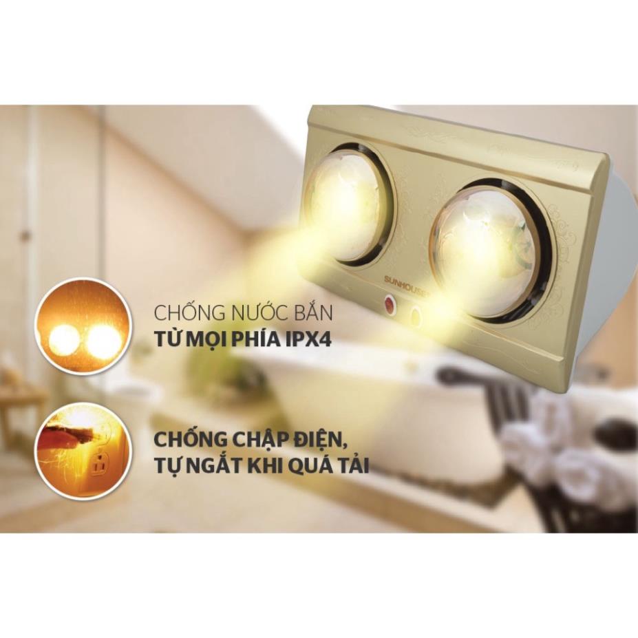 Đèn sưởi nhà tắm Halogen 2 bóng Sunhouse SHD3812, 2 mức nhiệt, công suất 550W