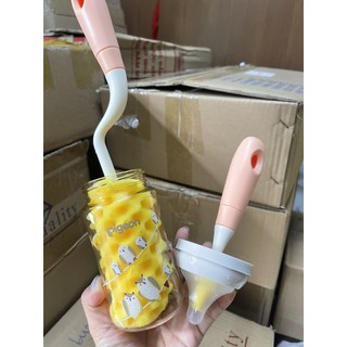 Bộ Cọ rửa bình sữa cao cấp 3 chi tiết [Tay cầm xoay 360 độ]