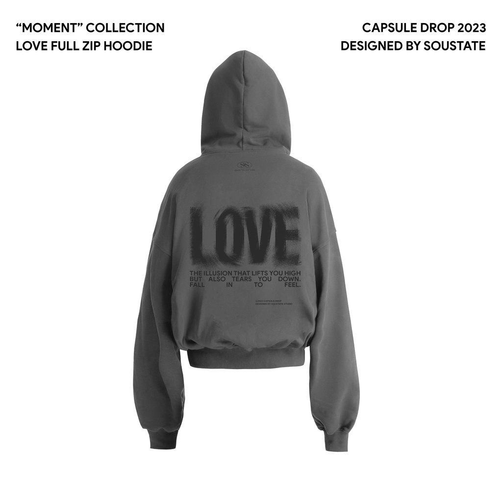 ÁO HOODIE FULLZIP BOXY SOUSTATE "LOVE"