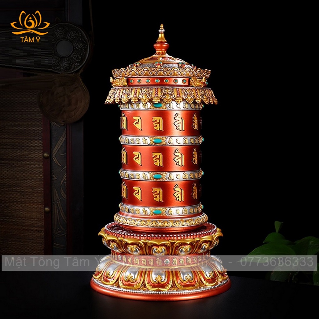 Kinh Luân siêu nhiều biến Om Mani Padme Hum Hồng Phước chạy điện tinh xảo sắc nét phong cách Tây Tạng Mật Tông Tâm Ý